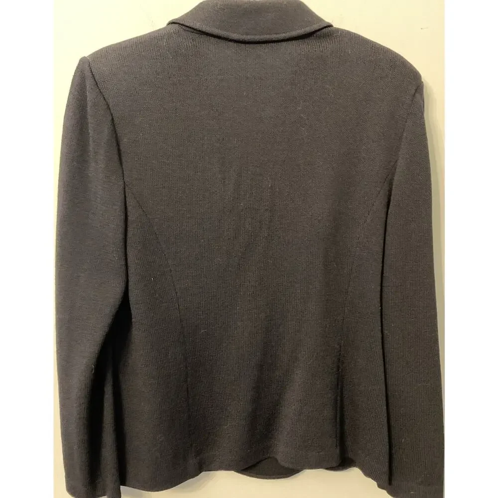 St. John Basics Santana Knit Black Blazer Size 14 - Picture 3 of 4